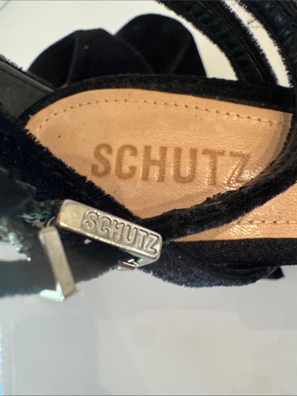 SCHUTZ Ariya Platform Sandal Black Velvet Size 7 - Picture 9 of 13